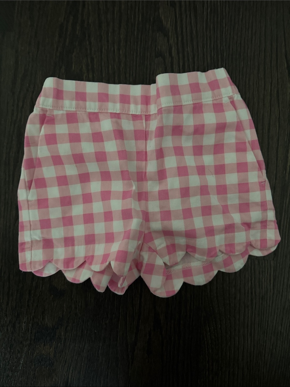 Crewcuts Pink and White Gingham Scallop Hem Shorts